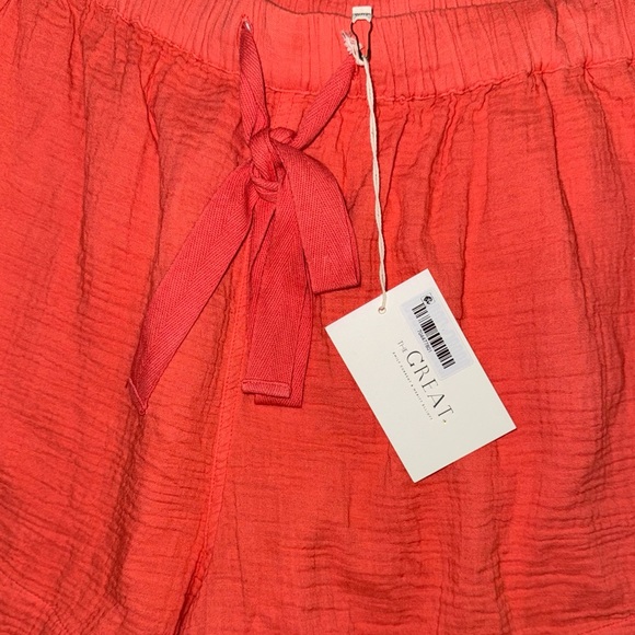 NWT The Great Gauzey Gauze Bonfire Shorts Guava Pink Orange Coral Large L 3 - Picture 3 of 3